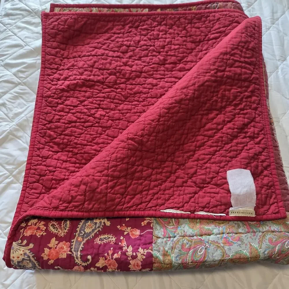 Pottery Barn Georgia King Quilt 100% Cotton Patchwork Cottagecore Shabby Chic